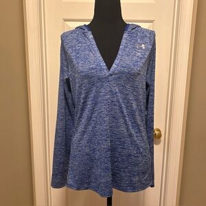 Under Armour Women's Heathered Royal Blue Hooded V-Neck Top